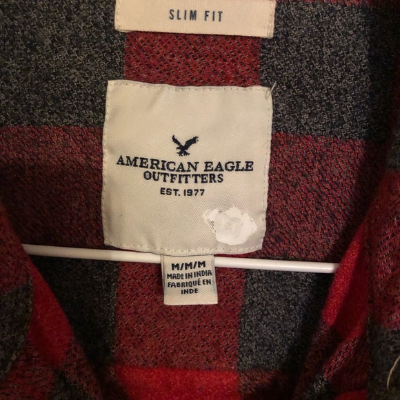 Grey and red plaid flannel shirt - Picture 3 of 3